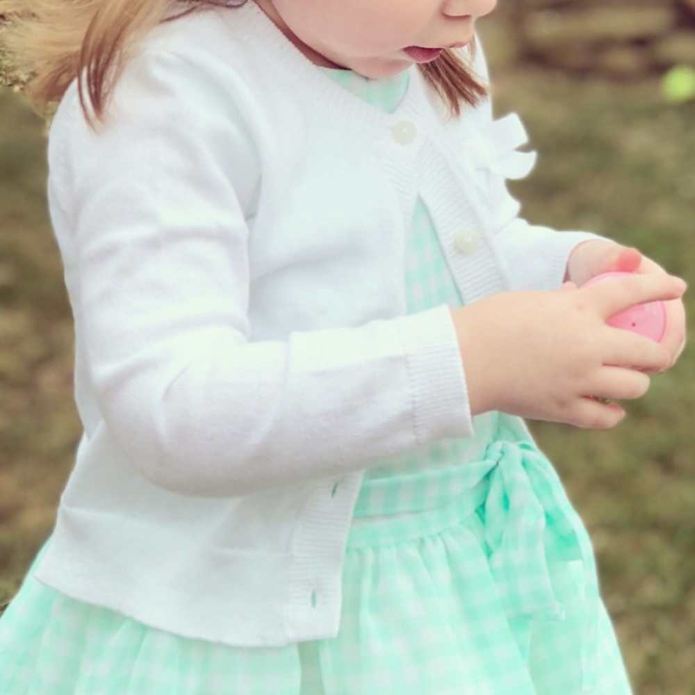 White Bow Button Cardigan